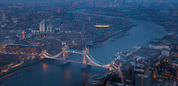 istock Tower Bridge  at night twilight London, England, UK, top view 511644425