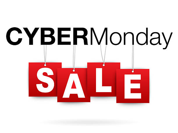 кибер-понедельник, добавить или флаер с процентов продажа - cyber monday stock illustrations