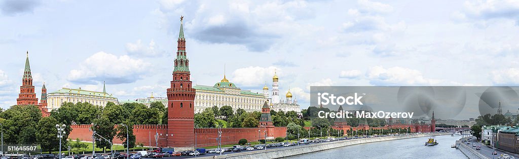 Daytime Cremlin Panorama in Moscow, Russia Moscow Cremlin and the Moskva River Moscow - Russia Stock Photo