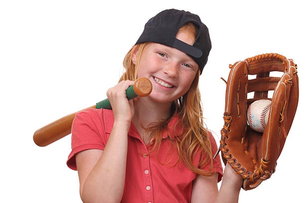 baseball mädchen - baseball und softball nachwuchsliga stock-fotos und bilder