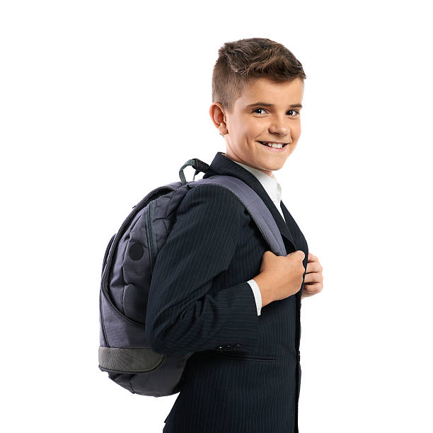 istock cheerful schoolboy with schoolbags 511646365