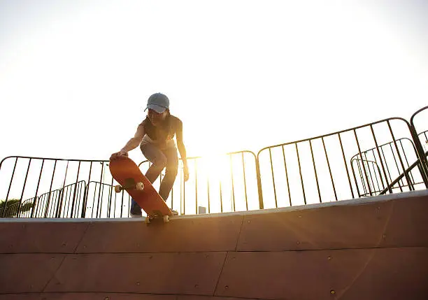 skateboarding at sunrise skatepark