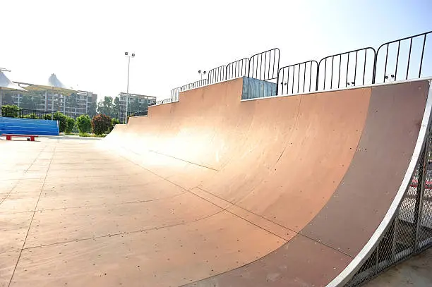Photo of skatepark half pipe