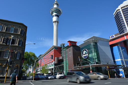 Auckland, New Zealand - November 14, 2015: Skycity Auckland and Sky tower in Auckland New Zealand. It's a casino and event centre with more than eight million visitors that have passed through, 15% from overseas.