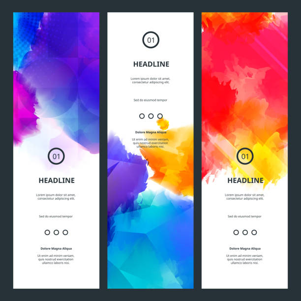 Bright Colorful Banners with Watercolor Splashes Bright Colorful Banners with Watercolor Splashes. Abstract Holi Paint Texture. Rainbow Colored Banner Design. holi stock illustrations