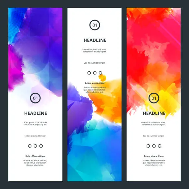 Vector illustration of Bright Colorful Banners with Watercolor Splashes