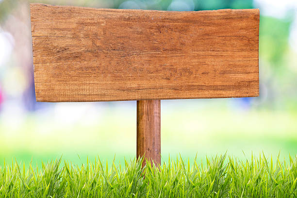 istock Wooden Sign in green grass with nature background 511656130