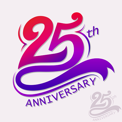 25th Years Anniversary Design, Template celebration sign. Vector