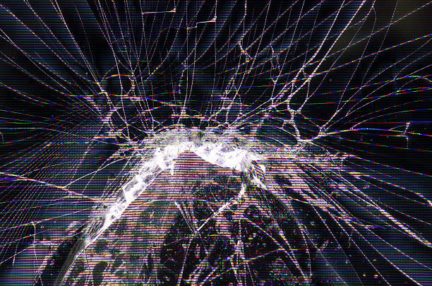 Screen cracked  lcd TV Cracked glass of broken lcd TV display screen broken flat screen stock pictures, royalty-free photos & images