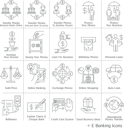 Banking service icons. 