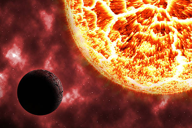 istock solar burn dead planet on cosmos with red nebular 511660432