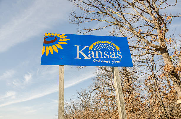 Kansas Welcome Sign stock photo