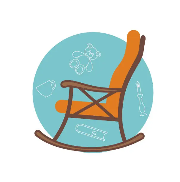 Vector illustration of Flat illustration of rocking chair