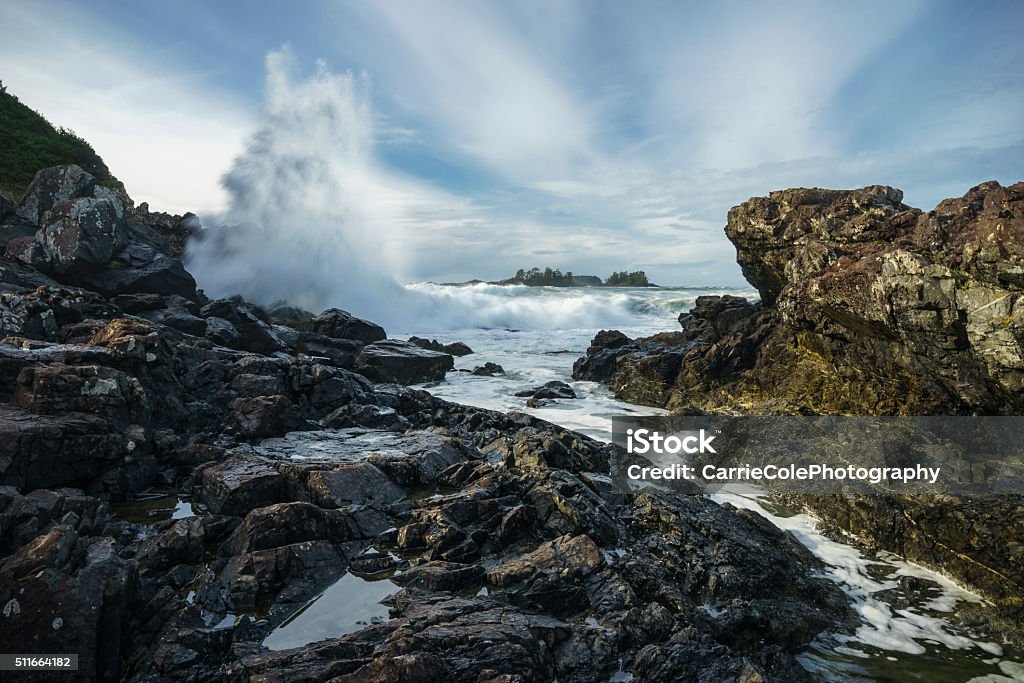 Crash Waves Crashing at Pettinger Point, Cox Bay, Pacific Rim National Park, Tofino, Ucluelet, Vancouver Island,  British Columbia, Canada British Columbia Stock Photo