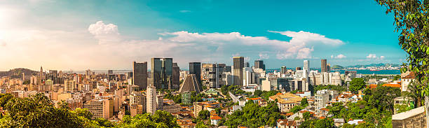 рио-де-жанейро центре панорама - rio de janeiro panoramic skyline scenics стоковые фото и изображения