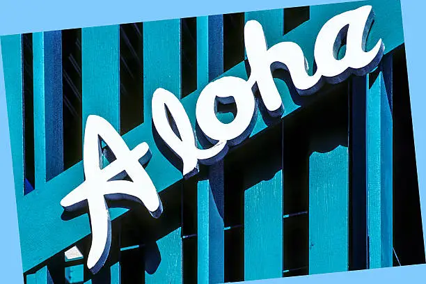 USA Hawaii, Oahu, Waikiki, Aloha signage.