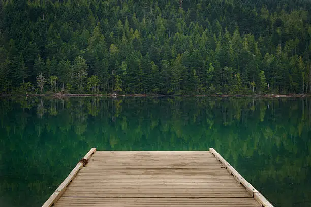Dock at Clearwater Lake, Wells Gray Provincial Park, North Thompson Region, Clearwater, British Columbia Canada