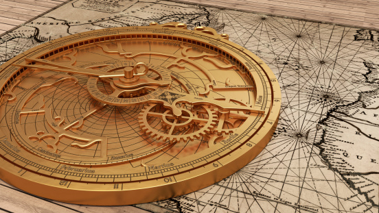 A replica of a medieval astrolabe which is a navigation instrument.