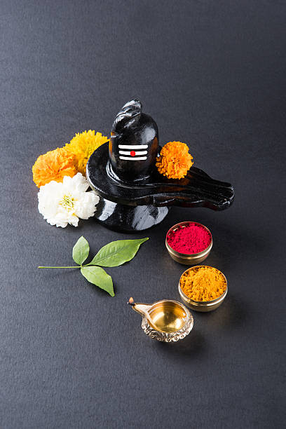 shiva linga feita de pedra preta, mahashivratri - shivalinga imagens e fotografias de stock