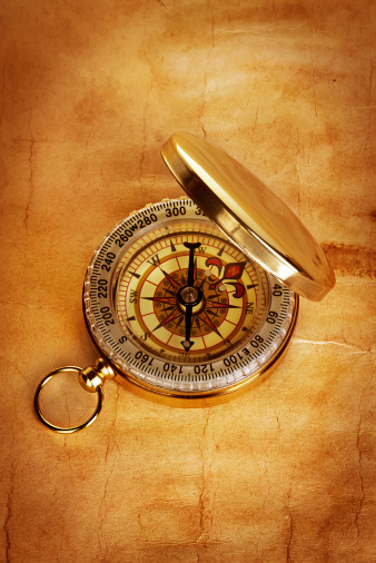 Compass On Vintage Old Paper Background Stock Photo - Download Image Now -  Antique, Backgrounds, Book - iStock