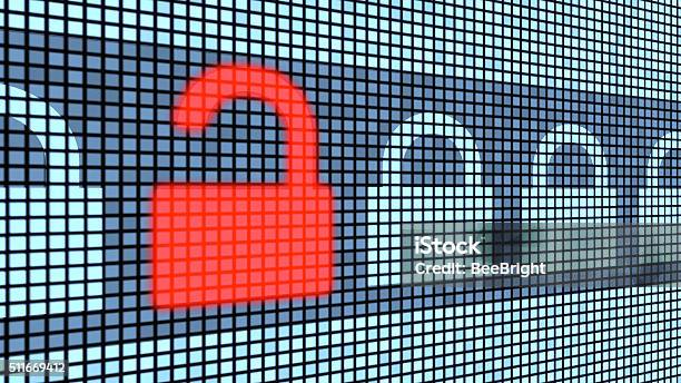 Broken Lock Security Concept Stock Photo - Download Image Now - Data, Internet, Broken