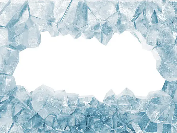 Photo of Broken Ice Wall isolated on white background