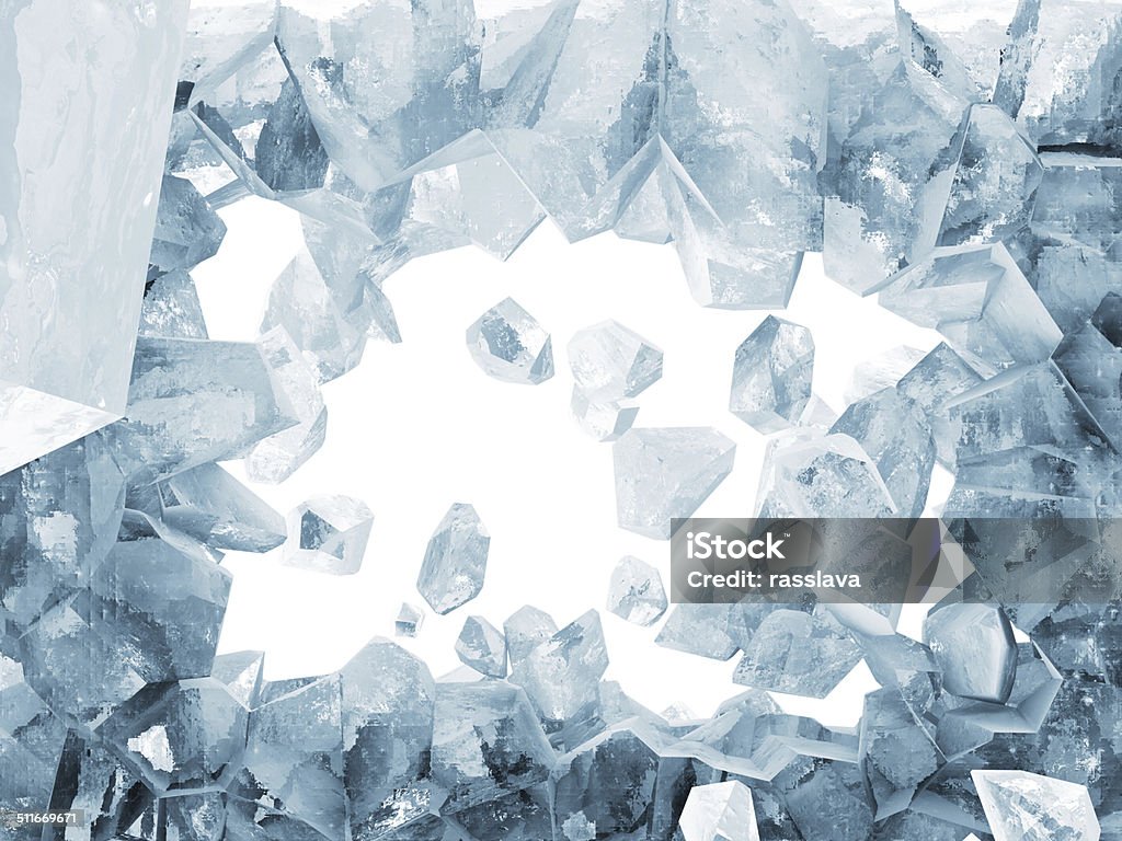 Broken Ice Wall isolated on white background Ice Stock Photo