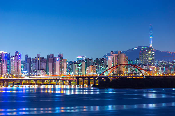 horizonte de la ciudad de seúl - south corea fotografías e imágenes de stock