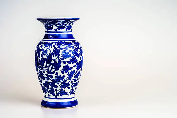 chinese antique vase on the plain back ground