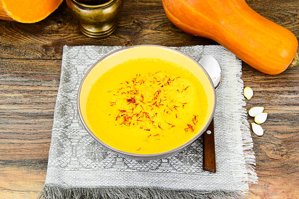 istock Carrot, Pumpkin Cream Soup with Saffron Diet Food 511672498