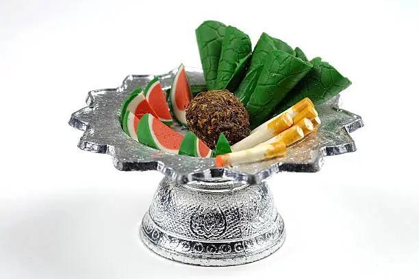 Photo of Sculpture food in  tray for sacrifice