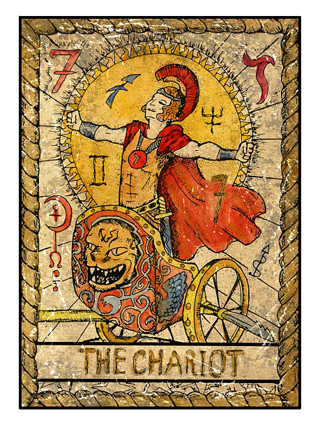 ilustrações, clipart, desenhos animados e ícones de o antigo tarô cartão. a carruagem - chariot