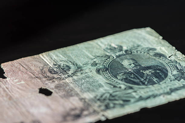 Obsolete banknote in twenty-five Russian rubles close up