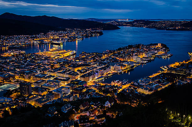 istock Bergen center and bay in the night 511707193