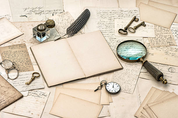 istock old letters and vintage feather ink pen 511707319