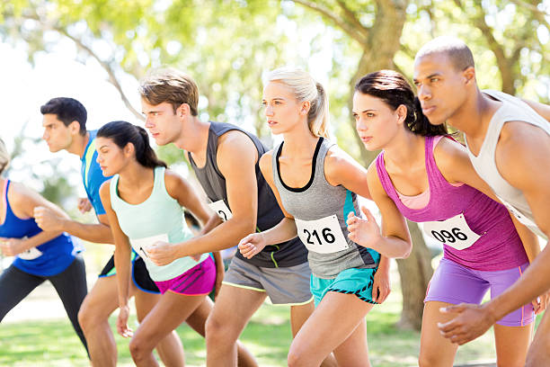 istock Group Of Marathon Runners At Starting Line 511709255