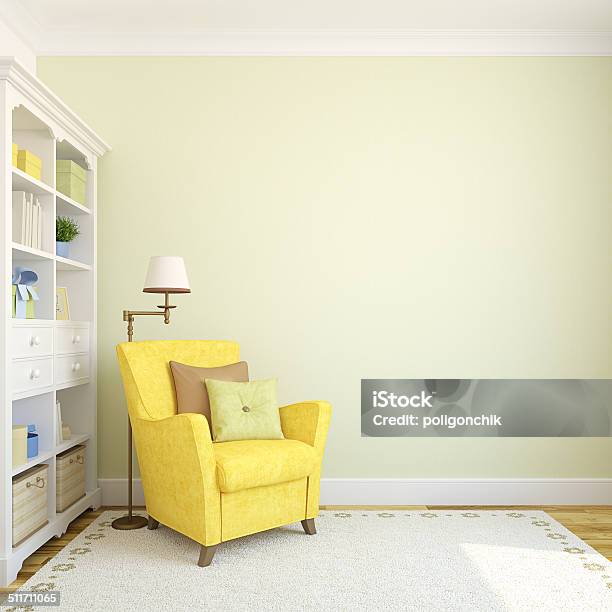 Modern Interior Stock Photo - Download Image Now - Armchair, Apartment, Beige