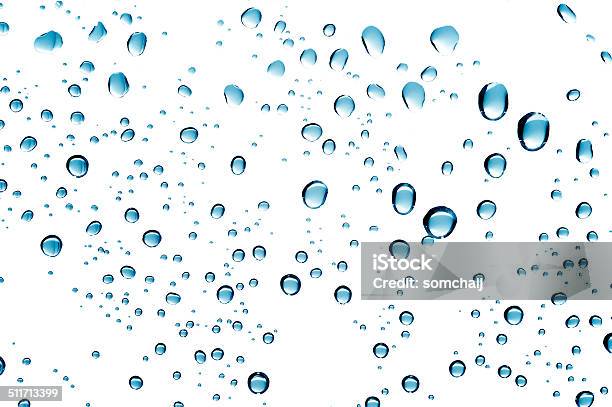 Water Droplets Isolated On White Background Stock Photo - Download Image Now - Beauty In Nature, Blue, Blurred Motion