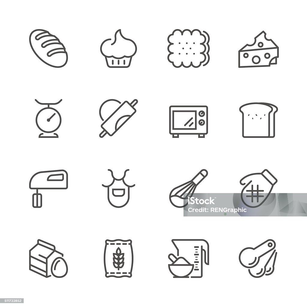 Flat Line icons - Baking Series Icon Set of baking on white background , Vector line design icon The latest line design icon ,Match the latest trends in design and creativity ,It will help all of your graphic design & Mobile device & interface Design Icon Symbol stock vector