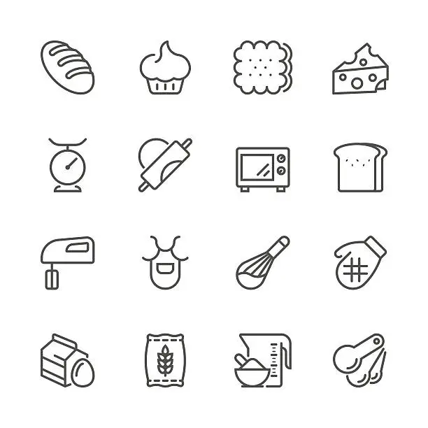 Vector illustration of Flat Line icons - Baking Series