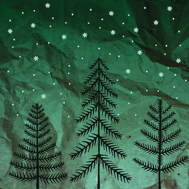 Vector illustration of Black spruce on crumpled paper