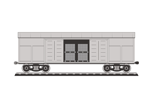 Boxcar with freight. Isolated on background. Vector illustration