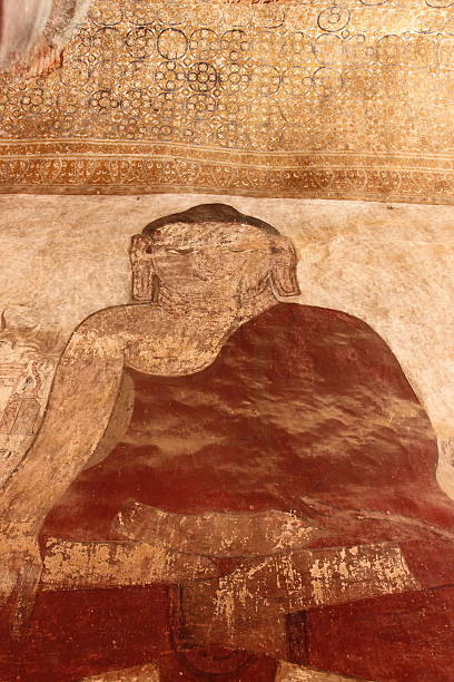 antike fresko gemälde von buddha, sulamani-tempel von bagan, - gawdawpalin pagoda stock-fotos und bilder