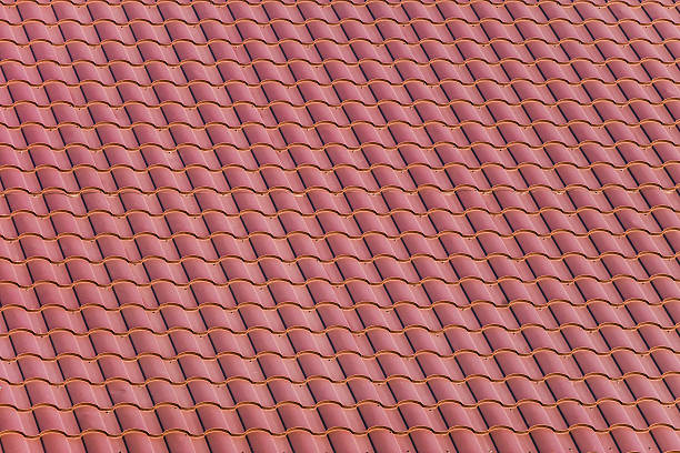 istock Red roofing from stainless metal plate. 511727150