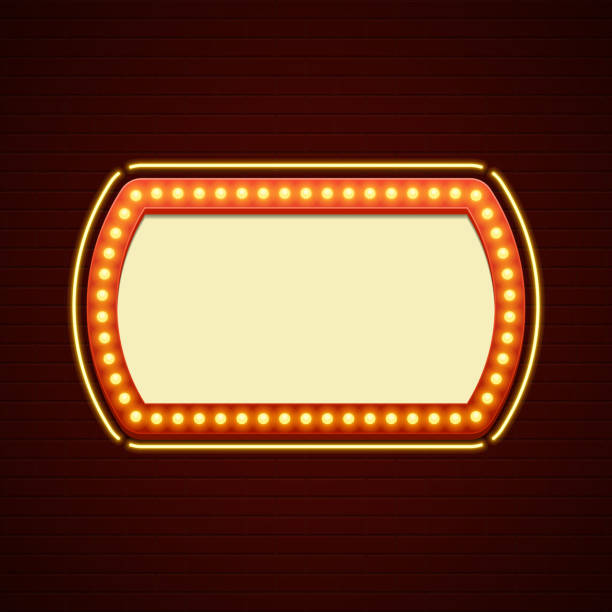 istock Retro Showtime Sign Design. Cinema Signage Light Bulbs Frame and 511727754