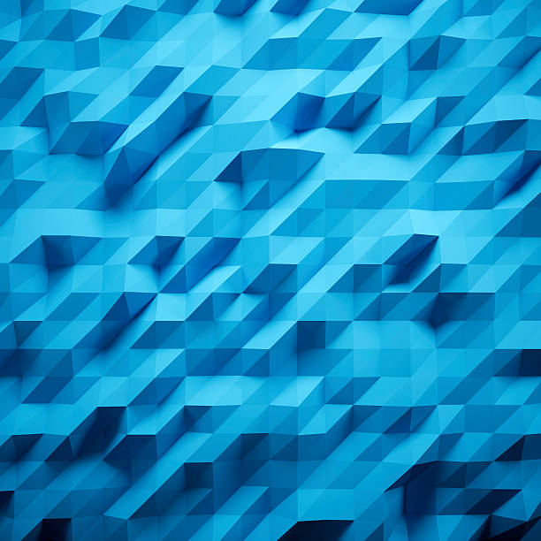 istock Photo of highly detailed multicolor polygon. Blue geometric rumpled triangular 511729114