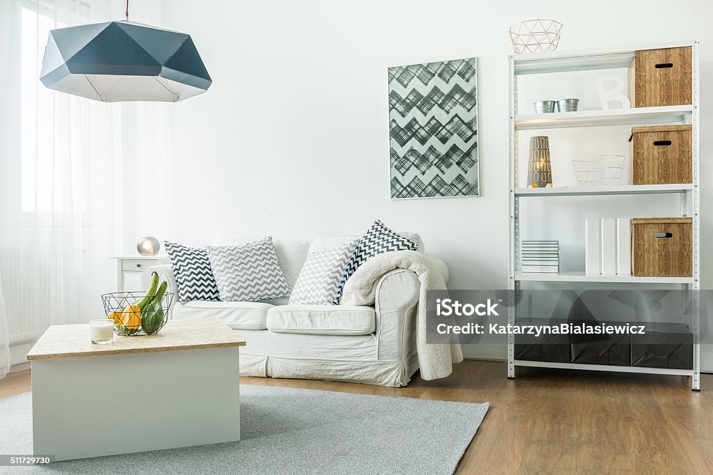 Small comfortable room Small comfortable living room with minimalist furniture Apartment Stock Photo