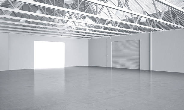 istock Clean bright warehouse car showroom 3D rendering 511730432