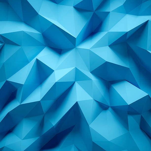 istock Photo of highly detailed multicolor polygon. Blue geometric rumpled triangular 511730656