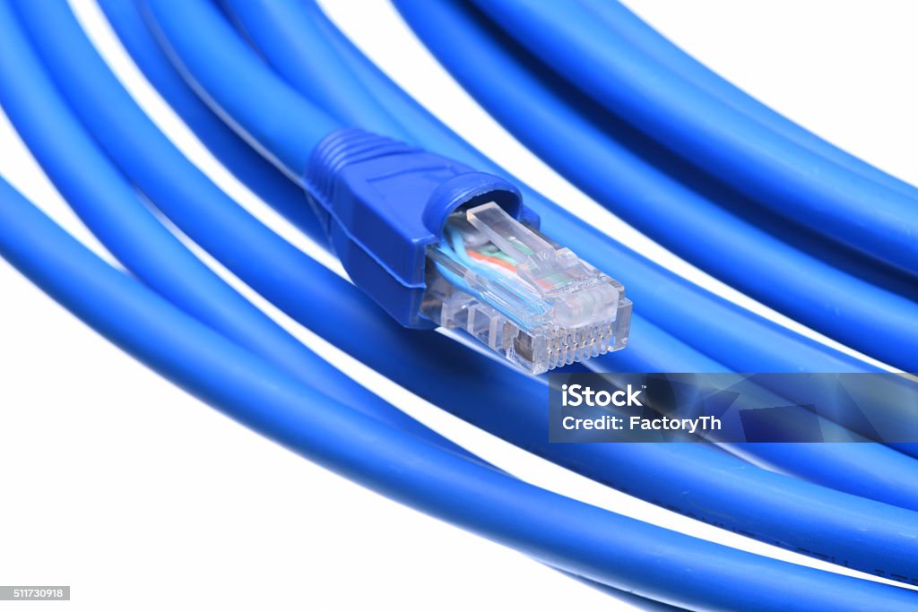 Computer To Computer Network Cable Blue Computer Network Cable With Plug Stock Photo - Download Image Now ...